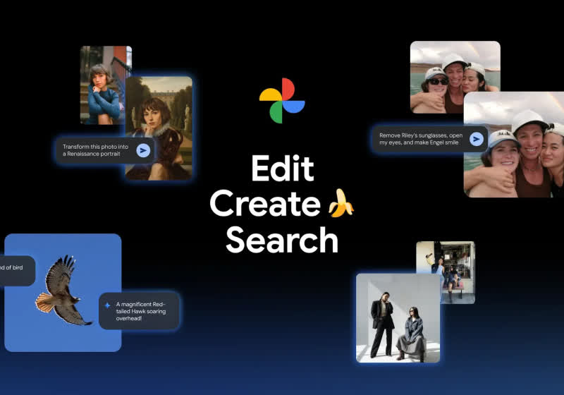 Google Photos introduces Nano Banana AI for interactive photo editing on mobile devices.